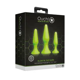 Ouch! Glow in the Dark Plug Set - Fluorescent Green, 3 Sizes