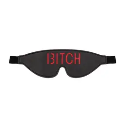 Ouch! Leather Eye Mask with Red Lettering - Adjustable, Black/Red