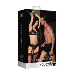 Ouch! Door Restraint System with Adjustable Cuffs and Eye Mask Black