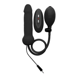 Shots Inflatable Vibrating Silicone Intimate Device Black 22 cm
