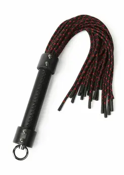 Hidden Desire Genuine Leather Knot Flogger 55cm Black-Red Handle