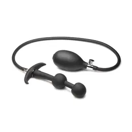 XR Brands Ass Rattler Inflatable Silicone Plug with Weights Black