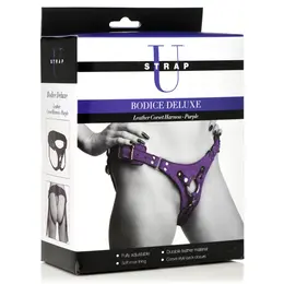 Bodice Deluxe Leather Corset Harness Purple - Adjustable Comfort Fit