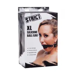 XR Brands XL Silicone Ball Gag - Large Adjustable Strap Black