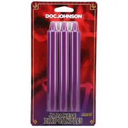 Doc Johnson Japanese Drip Candles Purple 3-Pack - Body-Safe Wax