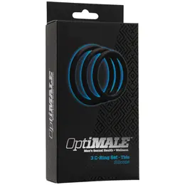 Doc Johnson OptiMALE Thin Silicone Ring Set 3 Sizes Black/Slate