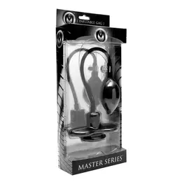 XR Brands Inhibitor Inflatable Adjustable Oral Gag 16in Black