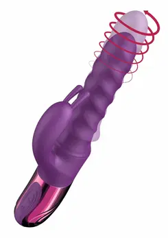 She.E.O Swirl Rabbit Vibrator Thrusting & Rotating, Silicone, Pink