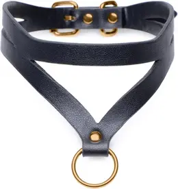XR Brands Bondage Baddie Adjustable Collar with O-Ring - Black