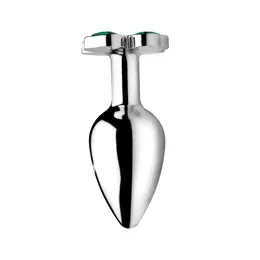 XR Brands Lucky Clover Gem Metal Intimate Plug Small Silver