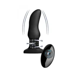 XR Brands Model M Curved Rotating Bead Plug with Remote - Black