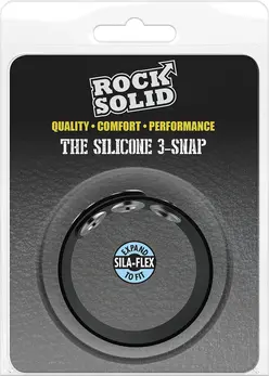 Perfect Fit Silicone 3 Snap Adjustable Ring - Black, Universal Size