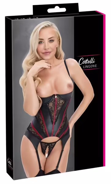 LINGERIE Срок на годност Сутиен Баски L черен с червени акценти