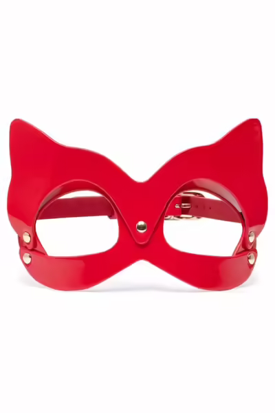 Cat Mask Red еко-кожа маска, регулируема, червена