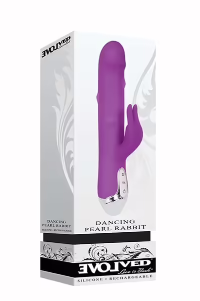 Dancing Pearl Rabbit Purple силиконова интимна машина с движещи се топки, лилав, 23,5 см