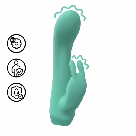 Mini Dual Rabbit Vibrator Green компактен двудвигателен масажор
