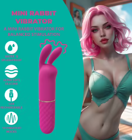 Mini Rabbit Vibrator Pink компактен двузонен масажор, силикон