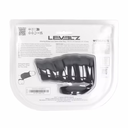 LEVELZ вибриращ силиконов накрайник с пръстен за основата черен