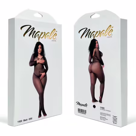 Leg Avenue бодистокинг дълъг, мрежест, Queen Size, черен