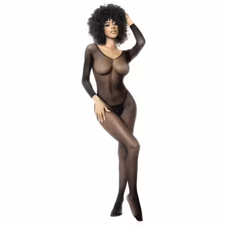 Leg Avenue Bodystocking с дълга ръкавица черен универсален размер
