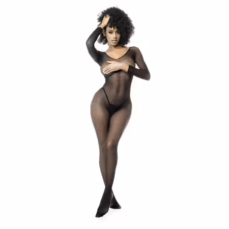 Leg Avenue Bodystocking с дълга ръкавица черен универсален размер