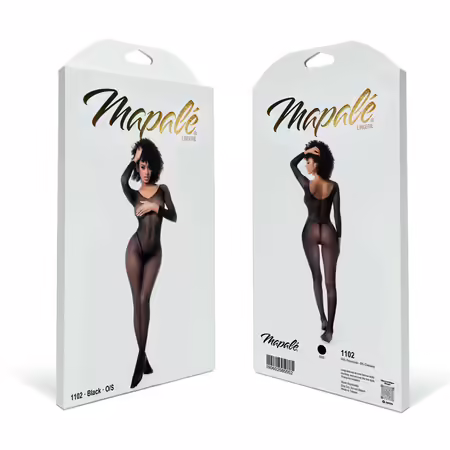 Leg Avenue Bodystocking с дълга ръкавица черен универсален размер