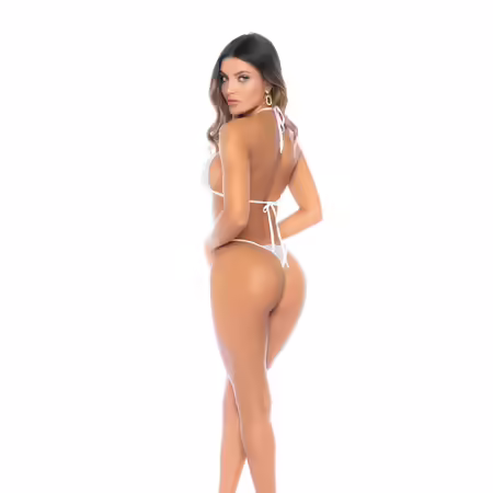 Leg Avenue комплект от 3 части S/M бял омраза, прашки, банда