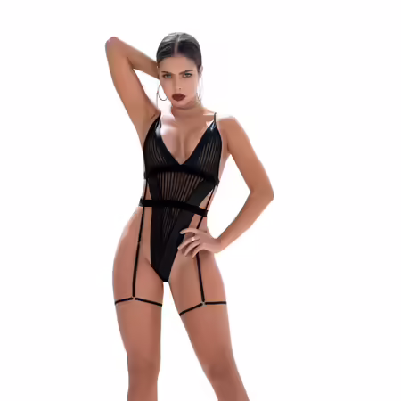 Body M/L Черно с мрежа и подобни на кожата елементи