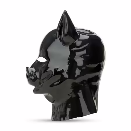 Red Pig Hood Латексова качулка с маска и отвори за очи