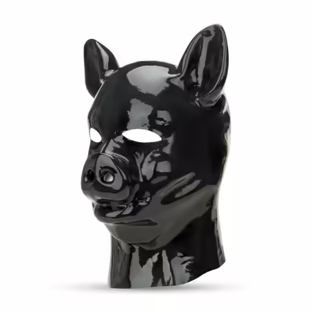 Red Pig Hood Латексова качулка с маска и отвори за очи