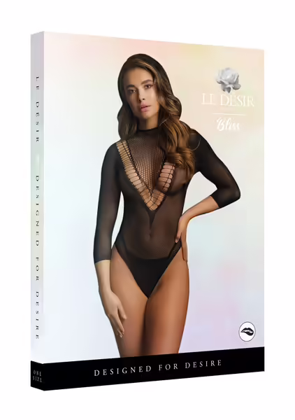 Le Desir мрежесто боди S-XL с кръгло деколте и къс ръкав