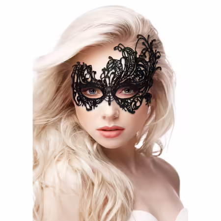 OUCH! Royal Black Lace Mask дантела маска, регулируема, черна