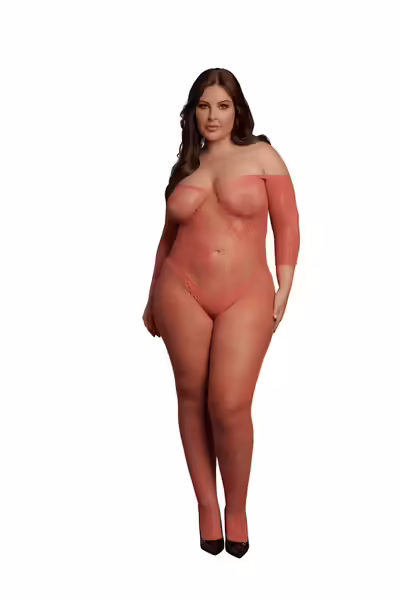 Le Desir бодистокинг Queen Size с дълъг ръкав, дантелен XL-4XL, черен