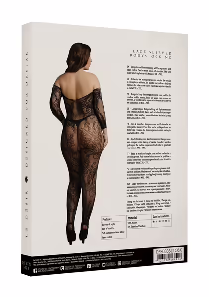 Le Desir Plus Size дантелен бодистокинг с отворена зона XL-4XL