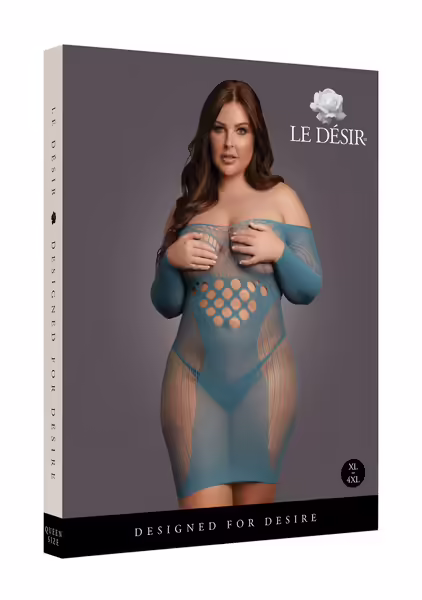 Le Desir Queen Size мини рокля с дълъг ръкав и мрежа XL-4XL