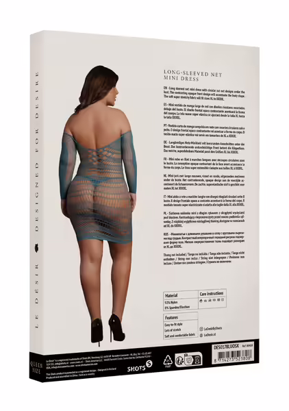 Le Desir Queen Size мини рокля с дълъг ръкав и мрежа XL-4XL