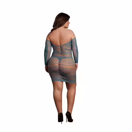 Le Desir Queen Size мини рокля с дълъг ръкав и мрежа XL-4XL