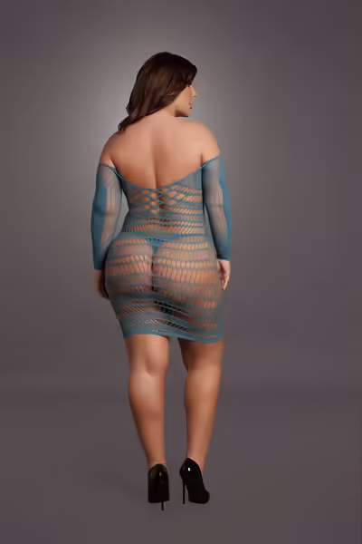 Le Desir Queen Size мини рокля с дълъг ръкав и мрежа XL-4XL