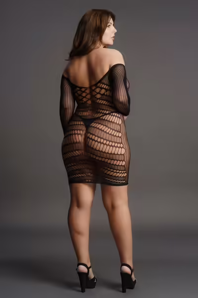 Le Desir Plus Size мини рокля с дълъг ръкав и мрежа XXL-5XL
