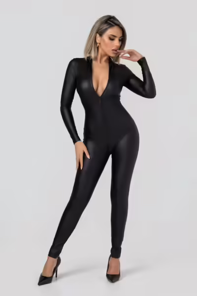 Lilith Suit Wetlook черен дълъг Ръкавици цип 2in1