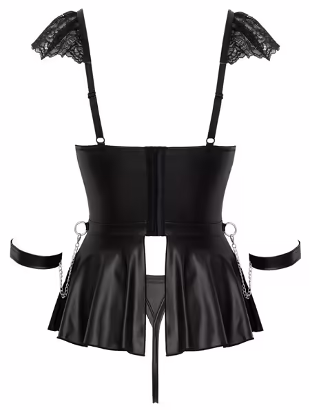 Колекция Babydoll M черна дантела комплект с белезници