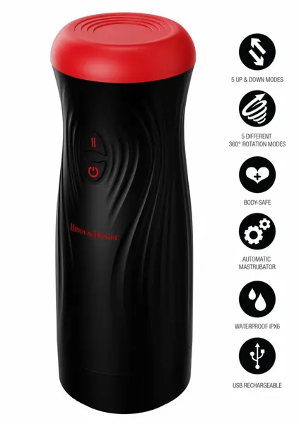 HIDDEN DESIRE Fusion X Vortex Thrust Intimate Machine, Rotating, USB, IPX6