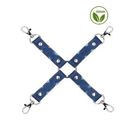 OUCH! Denim 4-Way Hogtie Cross Restraint - Heavy-Duty Adjustable 25cm