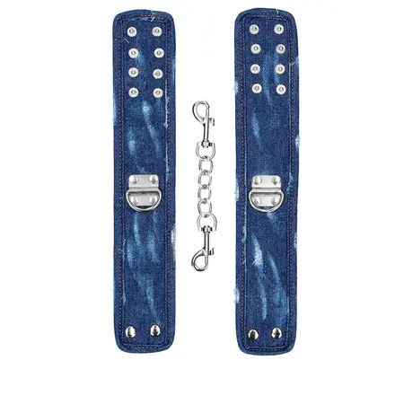 Ouch! Denim Ankle Cuffs Adjustable Soft Padded Blue 29cm