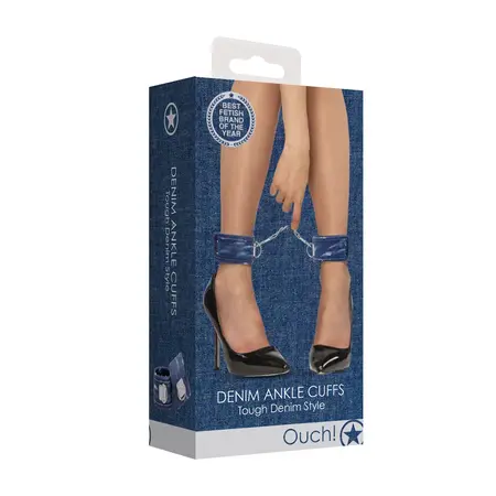 Ouch! Denim Ankle Cuffs Adjustable Soft Padded Blue 29cm
