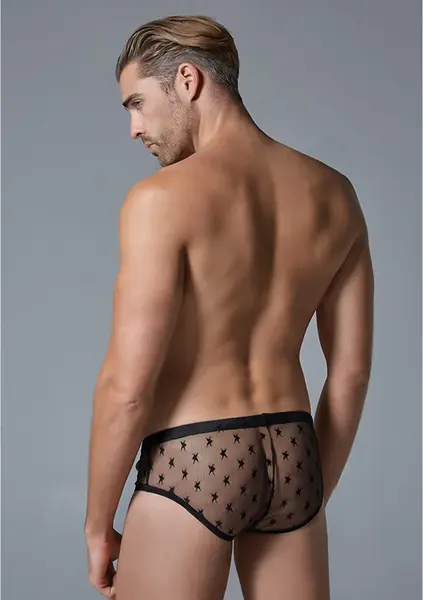 Male Power Star Mesh Brief S/M - Ultra Sheer All-Star Design