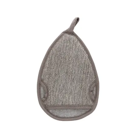 Touche Water Drop Bath Mitt Charcoal Hemp-Flax Exfoliating Glove