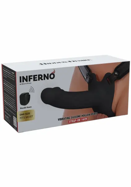 INFERNO Hollow Vibrating Strap-On Silicone 16 cm with Remote Control