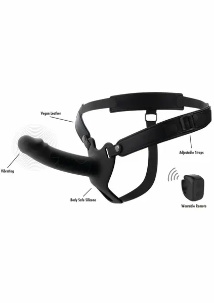 INFERNO Hollow Vibrating Strap-On Silicone 16 cm with Remote Control
