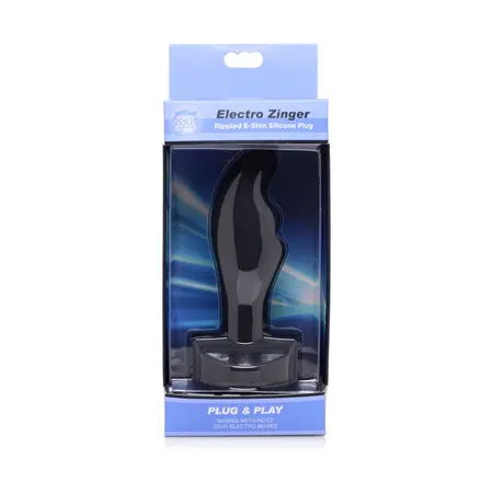 Zeus Electro Zinger Ribbed Silicone E-Stim Plug - Conductive, Medium